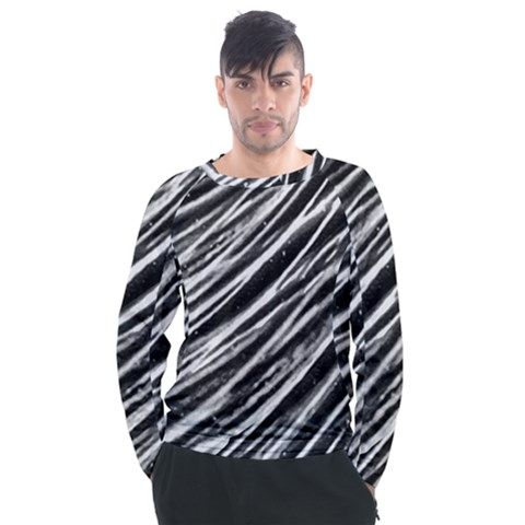 Galaxy Motion Black And White Print Men s Long Sleeve Raglan Tee by dflcprintsclothing