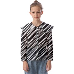 Galaxy Motion Black And White Print Kids  Peter Pan Collar Blouse by dflcprintsclothing