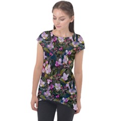 Apple Blossom  Cap Sleeve High Low Top by SychEva