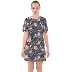 Apple Blossom  Sixties Short Sleeve Mini Dress by SychEva