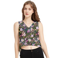 Apple Blossom  V-neck Cropped Tank Top by SychEva