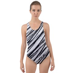 Galaxy Motion Black And White Print 2 Cut-out Back One Piece Swimsuit by dflcprintsclothing