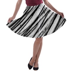 Galaxy Motion Black And White Print 2 A-line Skater Skirt by dflcprintsclothing