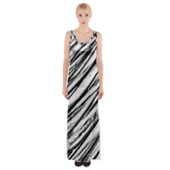 Galaxy Motion Black And White Print 2 Thigh Split Maxi Dress