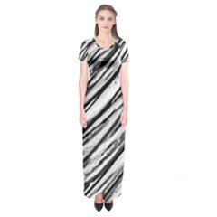 Galaxy Motion Black And White Print 2 Short Sleeve Maxi Dress by dflcprintsclothing