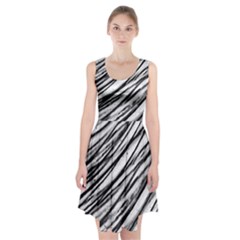 Galaxy Motion Black And White Print 2 Racerback Midi Dress by dflcprintsclothing