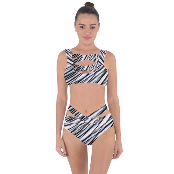 Galaxy Motion Black And White Print 2 Bandaged Up Bikini Set 