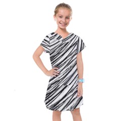 Galaxy Motion Black And White Print 2 Kids  Drop Waist Dress by dflcprintsclothing