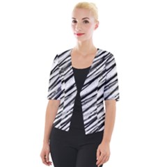 Galaxy Motion Black And White Print 2 Cropped Button Cardigan by dflcprintsclothing