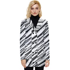 Galaxy Motion Black And White Print 2 Button Up Hooded Coat  by dflcprintsclothing