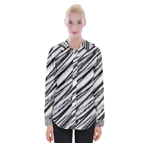 Galaxy Motion Black And White Print 2 Womens Long Sleeve Shirt by dflcprintsclothing