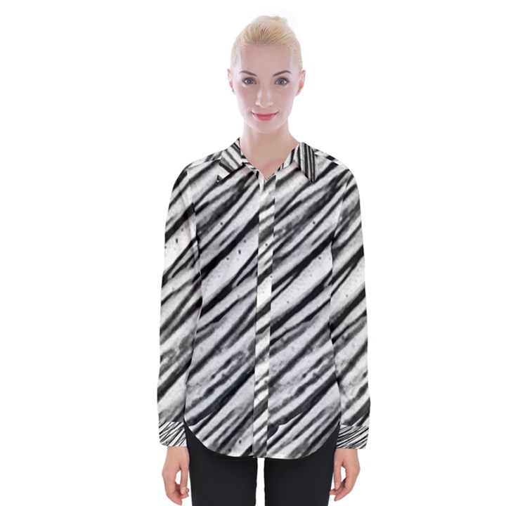 Galaxy Motion Black And White Print 2 Womens Long Sleeve Shirt