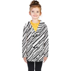 Galaxy Motion Black And White Print 2 Kids  Double Breasted Button Coat by dflcprintsclothing