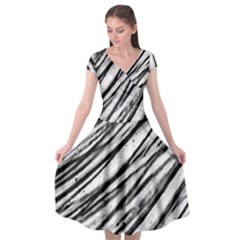 Galaxy Motion Black And White Print 2 Cap Sleeve Wrap Front Dress by dflcprintsclothing