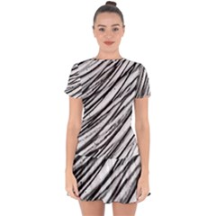 Galaxy Motion Black And White Print 2 Drop Hem Mini Chiffon Dress by dflcprintsclothing