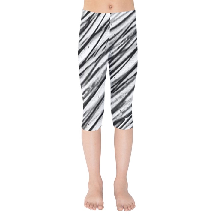 Galaxy Motion Black And White Print 2 Kids  Capri Leggings 