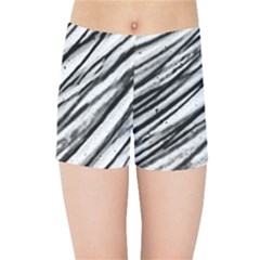 Galaxy Motion Black And White Print 2 Kids  Sports Shorts by dflcprintsclothing