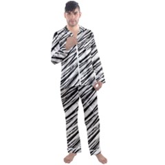 Galaxy Motion Black And White Print 2 Men s Long Sleeve Satin Pajamas Set by dflcprintsclothing