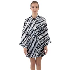 Galaxy Motion Black And White Print 2 Long Sleeve Satin Kimono by dflcprintsclothing