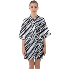 Galaxy Motion Black And White Print 2 Half Sleeve Satin Kimono  by dflcprintsclothing