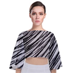 Galaxy Motion Black And White Print 2 Tie Back Butterfly Sleeve Chiffon Top by dflcprintsclothing