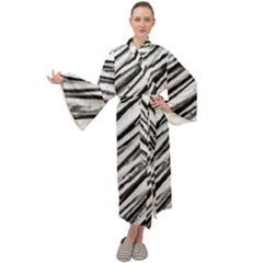 Galaxy Motion Black And White Print 2 Maxi Velour Kimono by dflcprintsclothing