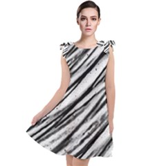 Galaxy Motion Black And White Print 2 Tie Up Tunic Dress by dflcprintsclothing