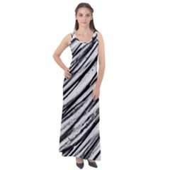 Galaxy Motion Black And White Print 2 Sleeveless Velour Maxi Dress by dflcprintsclothing