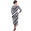 Galaxy Motion Black And White Print 2 Quarter Sleeve Midi Velour Bodycon Dress View2