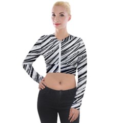 Galaxy Motion Black And White Print 2 Long Sleeve Cropped Velvet Jacket by dflcprintsclothing