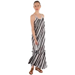 Galaxy Motion Black And White Print 2 Cami Maxi Ruffle Chiffon Dress by dflcprintsclothing