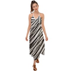 Galaxy Motion Black And White Print 2 Halter Tie Back Dress  by dflcprintsclothing