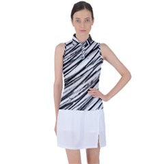 Galaxy Motion Black And White Print 2 Women s Sleeveless Polo Tee