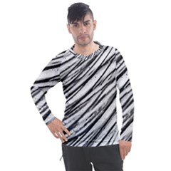 Galaxy Motion Black And White Print 2 Men s Pique Long Sleeve Tee