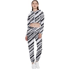 Galaxy Motion Black And White Print 2 Cropped Zip Up Lounge Set