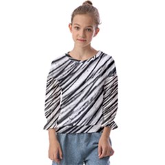 Galaxy Motion Black And White Print 2 Kids  Cuff Sleeve Top