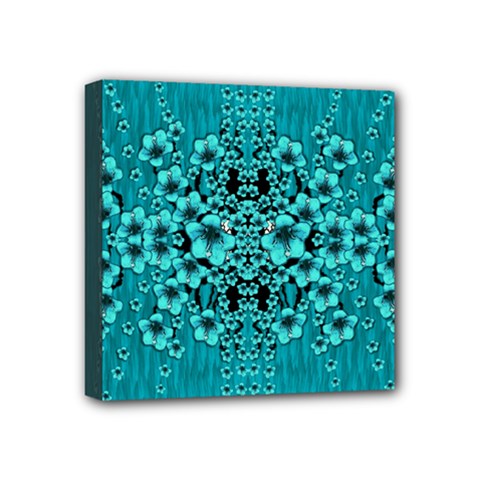 Blue Flowers So Decorative And In Perfect Harmony Mini Canvas 4  X 4  (stretched) by pepitasart