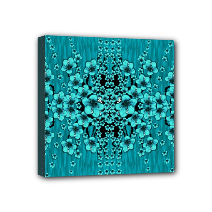 Blue Flowers So Decorative And In Perfect Harmony Mini Canvas 4  x 4  (Stretched)