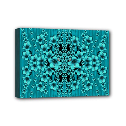 Blue Flowers So Decorative And In Perfect Harmony Mini Canvas 7  X 5  (stretched) by pepitasart