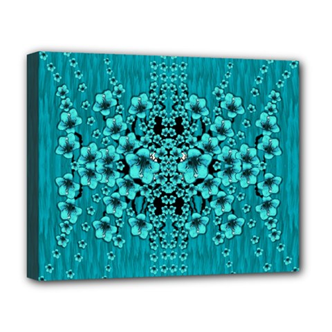 Blue Flowers So Decorative And In Perfect Harmony Deluxe Canvas 20  X 16  (stretched) by pepitasart