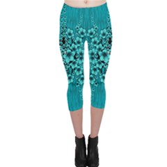 Blue Flowers So Decorative And In Perfect Harmony Capri Leggings  by pepitasart