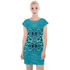 Blue Flowers So Decorative And In Perfect Harmony Cap Sleeve Bodycon Dress by pepitasart