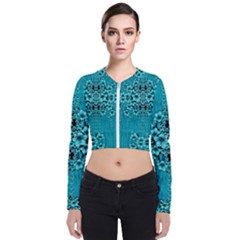 Blue Flowers So Decorative And In Perfect Harmony Long Sleeve Zip Up Bomber Jacket by pepitasart