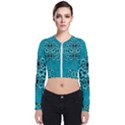 Blue Flowers So Decorative And In Perfect Harmony Long Sleeve Zip Up Bomber Jacket View1