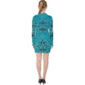 Blue Flowers So Decorative And In Perfect Harmony V-neck Bodycon Long Sleeve Dress View2