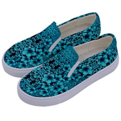 Blue Flowers So Decorative And In Perfect Harmony Kids  Canvas Slip Ons by pepitasart