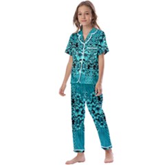 Blue Flowers So Decorative And In Perfect Harmony Kids  Satin Short Sleeve Pajamas Set by pepitasart