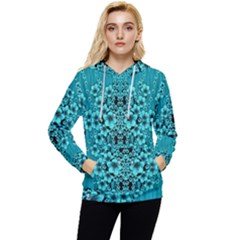 Blue Flowers So Decorative And In Perfect Harmony Women s Lightweight Drawstring Hoodie