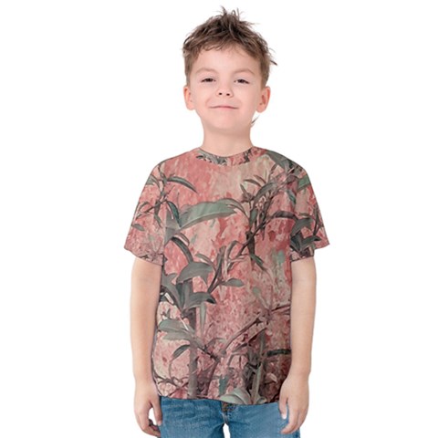 Botanic Grunge Motif Artwork Kids  Cotton Tee by dflcprintsclothing