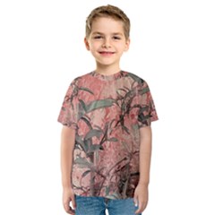 Botanic Grunge Motif Artwork Kids  Sport Mesh Tee